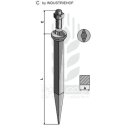 Dent de herse à semaille en acier au bore, collet ovale le long du sens de la marche
